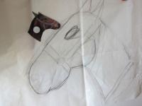 Na väčší papier si nakreslíme hlavu koníka....