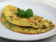 Omeleta s hráškom, bazalkou a syrom feta